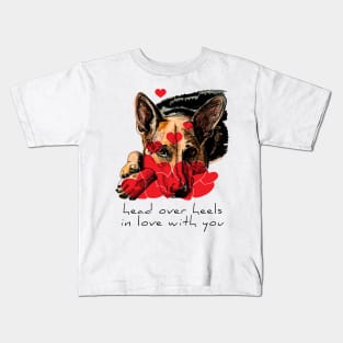 German shepherd fell in love Kids T-Shirt